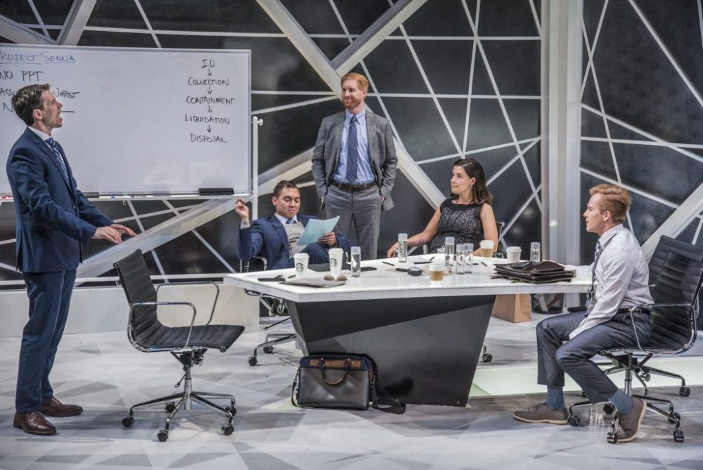 The ensemble of &quot;Ideation.&quot; (Courtesy Andrew Brilliant/New Repertory Theatre)