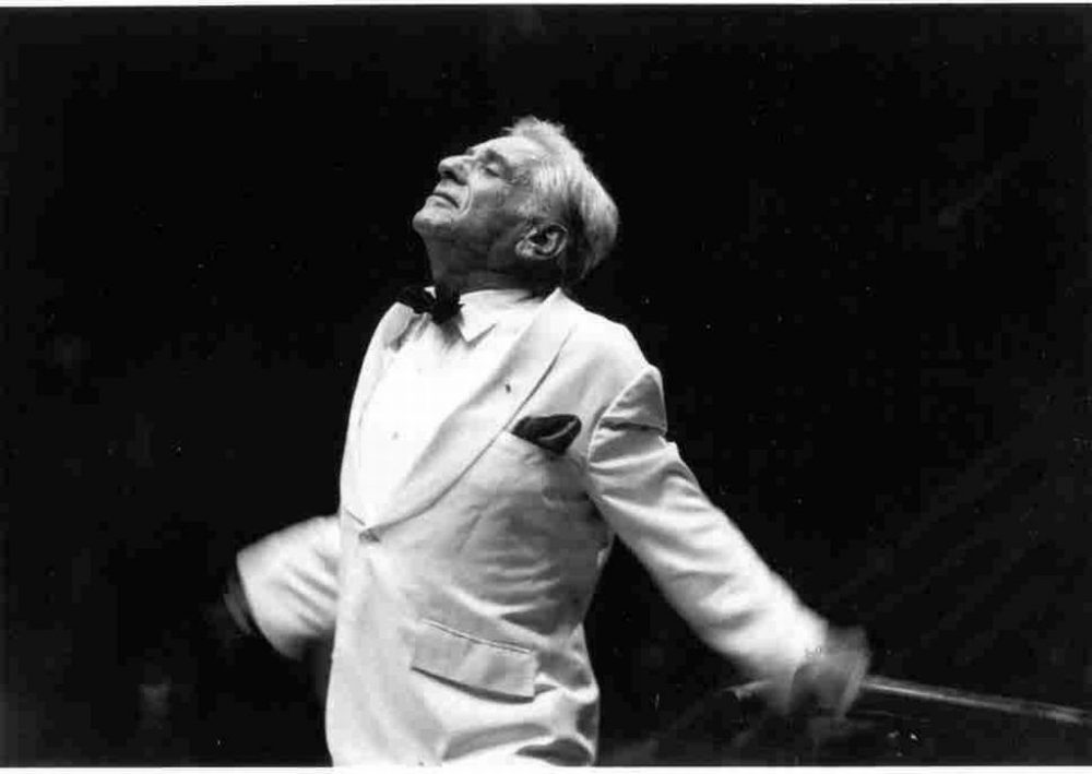 Leonard Bernstein conducts at Tanglewood in 1981. (Courtesy Walter H. Scott)