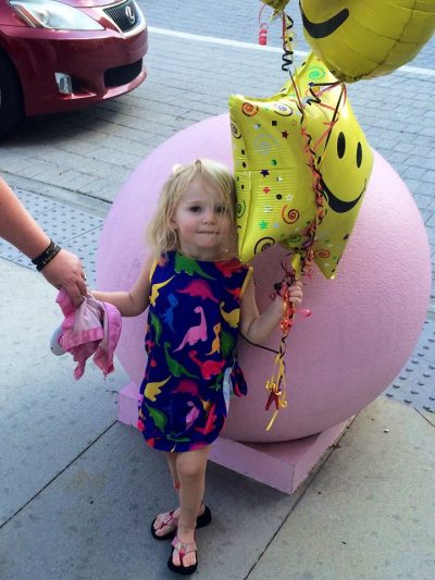 After 13 days in the hospital, Willow heads home, balloons in tow (Courtesy of Jennifer Newman)