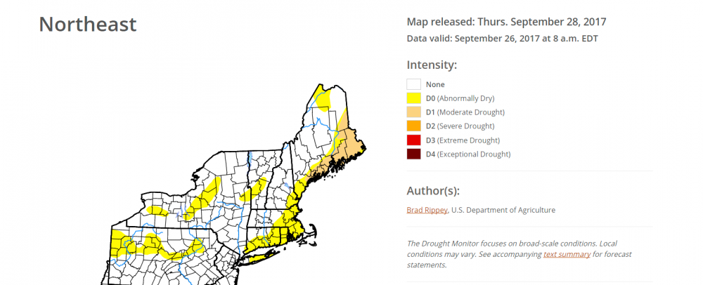 There is drought conditions in parts of New England still this fall. (Courtesy USDA)