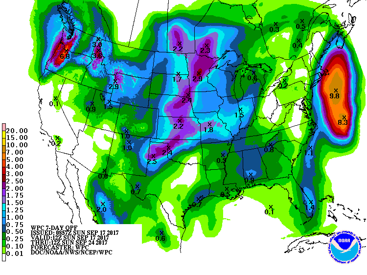 Total rainfall expected over the next five days. (Courtesy NOAA)