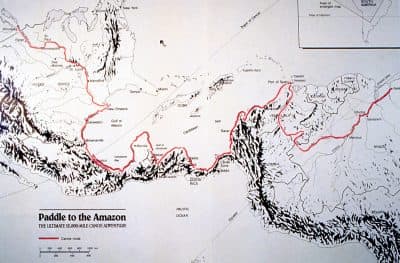 A map of the route from the &quot;Paddle to the Amazon&quot; book. (McClelland and Stewart, 1987)
