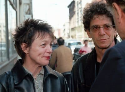 Artist Laurie Anderson and musician Lou Reed arrive at a Buddhist meditation center in New York for a memorial to Beat poet Allen Ginsberg in April 1997. (Serge J-F. Levy/AP)