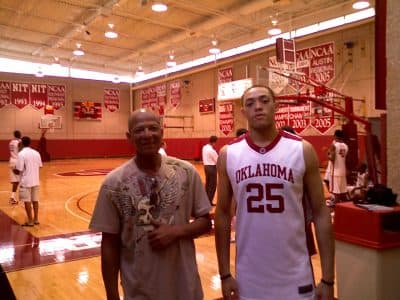 Kyle Hardrick (right) enrolled at Oklahoma in 2009. Here he is with his father. (Courtesy Valerie Hardrick)
