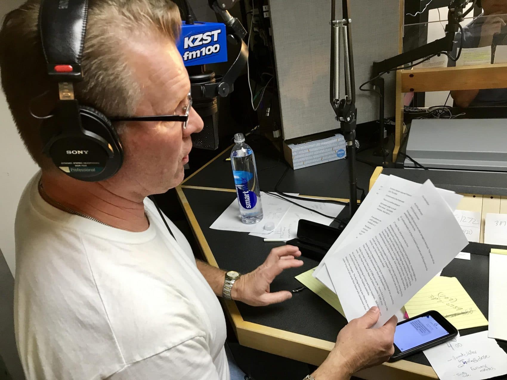 Broadcasting fire updates at KZST-FM. (Ninna Gaensler-Debs/KALW)