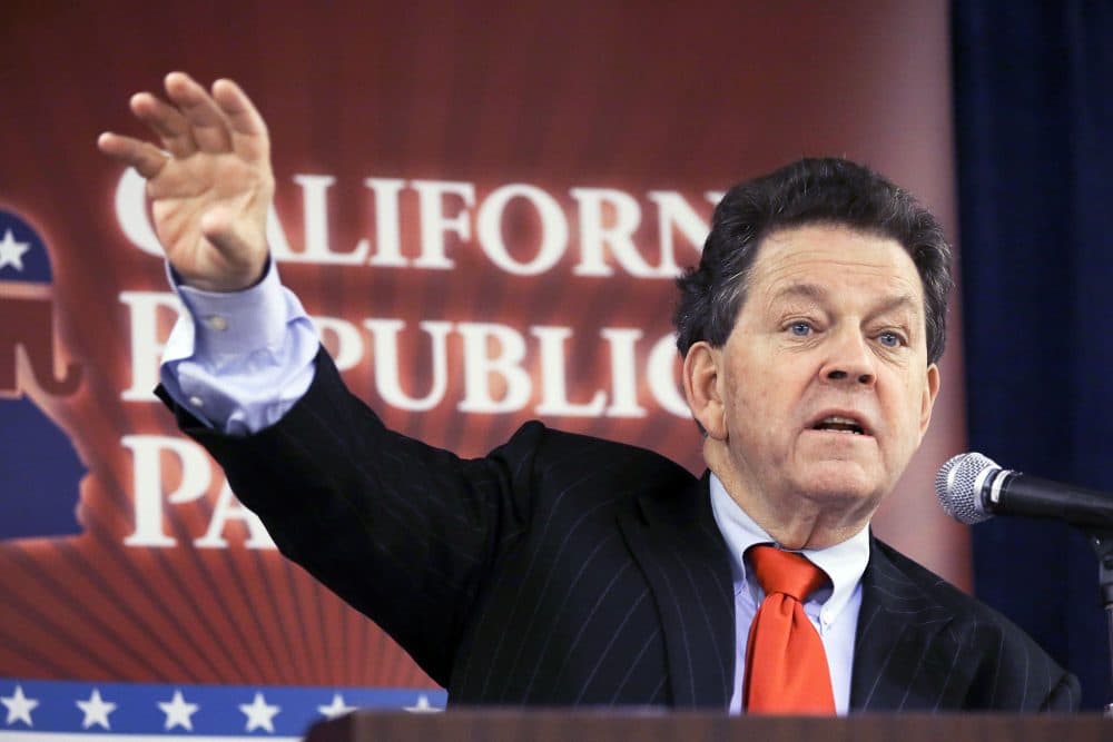 Economist Arthur Laffer, known as &quot;the father of supply-side economics&quot; and who was an economic advisor to President Ronald Reagan, speaks to an executive committee meeting of the California Republican Party at their convention in Anaheim, Calif., Friday, Oct. 4, 2013. (Reed Saxon/AP)