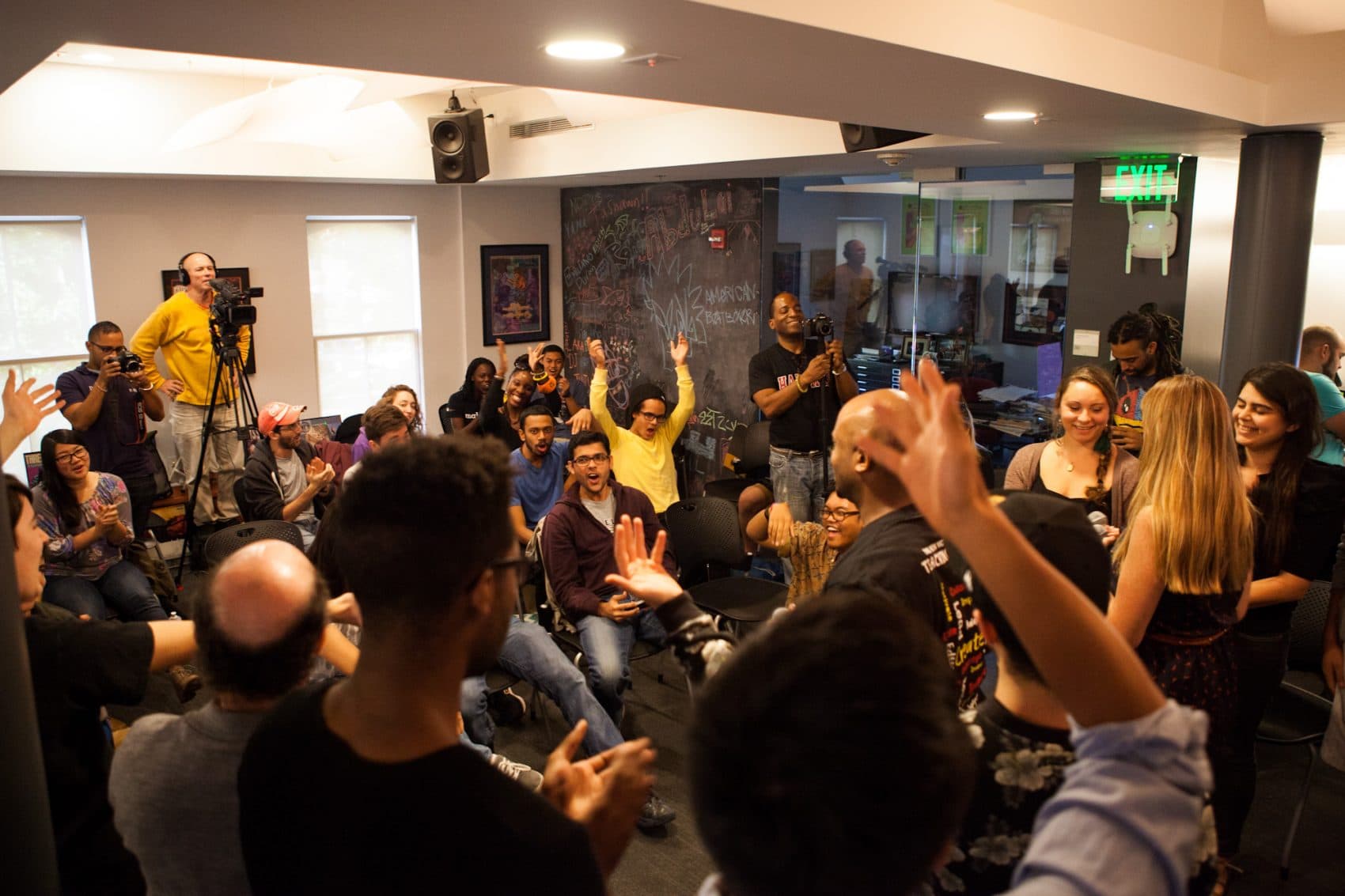 Former beatboxing workshop participants. (Courtesy Office of the Arts at Harvard)