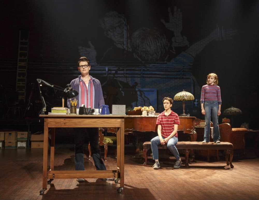 Kate Shindle as Alison, Abby Corrigan as Medium Alison and Carly Gold as Small Alison. (Courtesy Joan Marcus/Broadway in Boston)