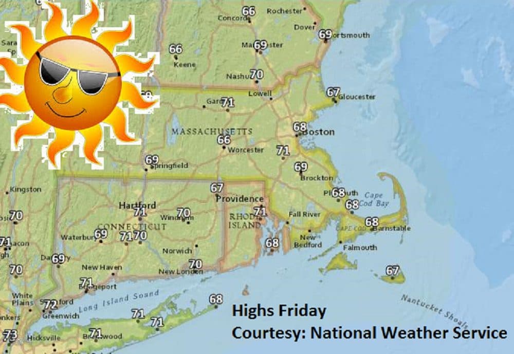 Highs Friday. (Courtesy National Weather Service)