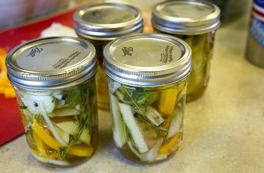 Chef Matt Jennings' pickles. (Robin Lubbock/WBUR)