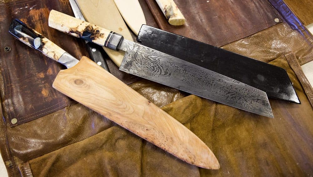 Chef Matt Jennings' knives. (Robin Lubbock/WBUR)