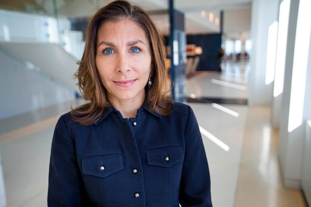 Shannon Capone Kirk at the offices of Ropes & Gray. While document review used to be tedious work for lawyers, Kirk says they can now sift through gigabytes of data and find "300 key documents" within a week with the help of new technology. (Jesse Costa/WBUR)