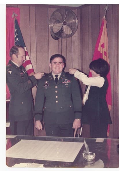 Gary M. Rose promoted to the rank of Captain at Fort Sill, Okla., on Dec. 19, 1977. (Courtesy Gary M. Rose)