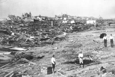 A large part of the city of Galveston, Texas, was reduced to rubble, seen in this September 1900 file photo, after being hit by a powerful hurricane Sept. 8. More than 8,000 people were killed and 10,000 left homeless from the storm, which remains the deadliest natural disaster to strike in the United States. (AP Photo/File)