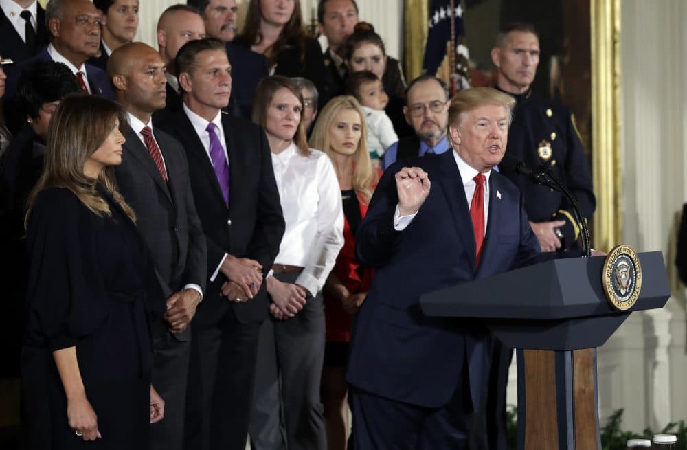 President Trump speaks during an event to declare the opioid crisis a national public health emergency Thursday. (Evan Vucci/AP)