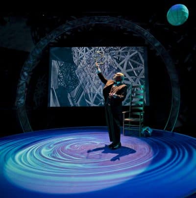 Thomas Derrah in “R. Buckminster Fuller: The History (and Mystery) of the Universe,&quot; a one-man show staged by the A.R.T. in 2011. (Courtesy American Repertory Theater)