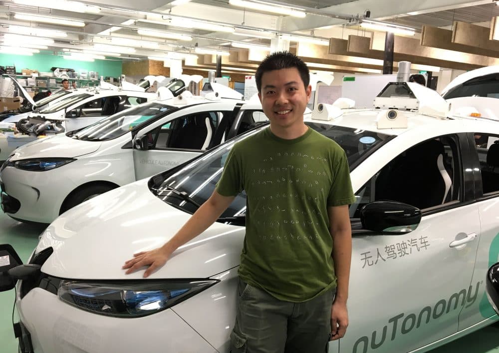James Fu, the director of technology in nuTonomy’s Singapore office, says these cars are getting modified to go out on a drive to map a newly expanded driverless car test bed in Singapore. (Asma Khalid/WBUR)