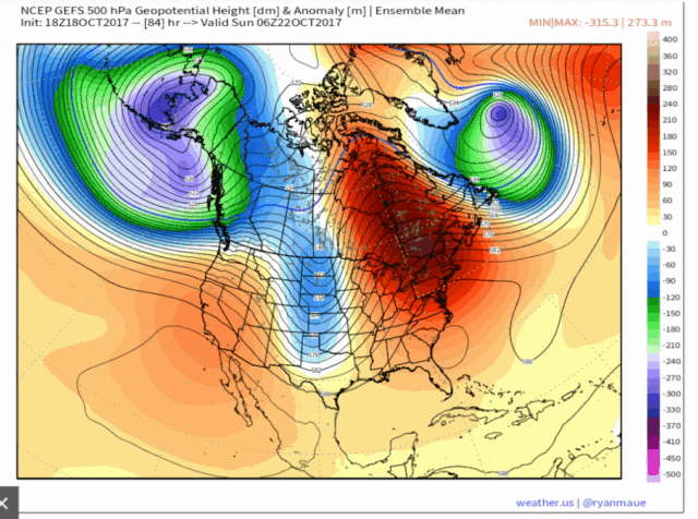 The upper level pattern undergoes a transition next week eventually ending the dry weather. (Courtesy Weather.US)