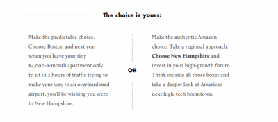 New Hampshire Knocks 'Congested' Boston In Its Amazon HQ2 Bid