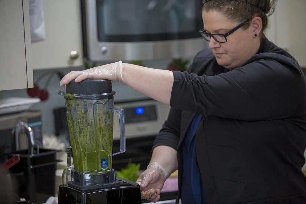 Alana Daher is director of food services at Franciscan Children's. (Jesse Costa/WBUR)