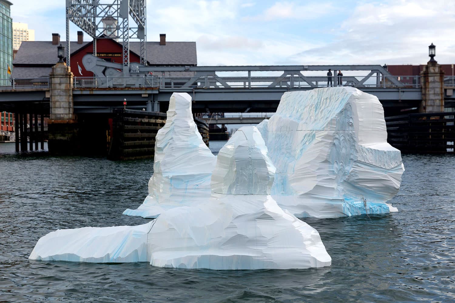 Gianna Stewart's &quot;Iceberg&quot; during its launch into Boston's Fort Point Channel. (Courtesy Robert Gilliam)