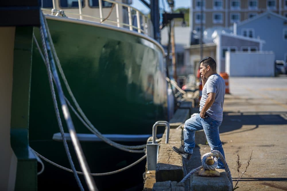 Otoniel Riz Benito got fired from his most recent job at a fish house for standing up to his boss. He hopes one day he doesn't have to come back to any fish house. (Jesse Costa/WBUR)