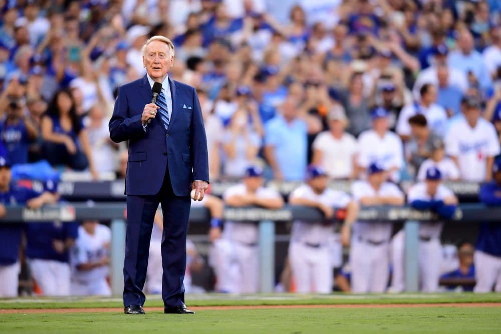 Former Los Angeles Dodgers broadcaster Vin Scully announced he will &quot;never watch another NFL game.&quot; (Harry How/Getty Images)