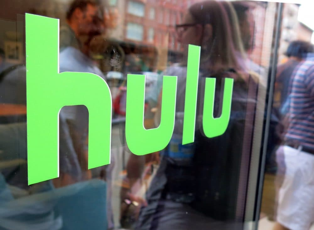 This June 27, 2015, photo, shows the Hulu logo on a window at the Milk Studios space in New York. (Dan Goodman/AP)