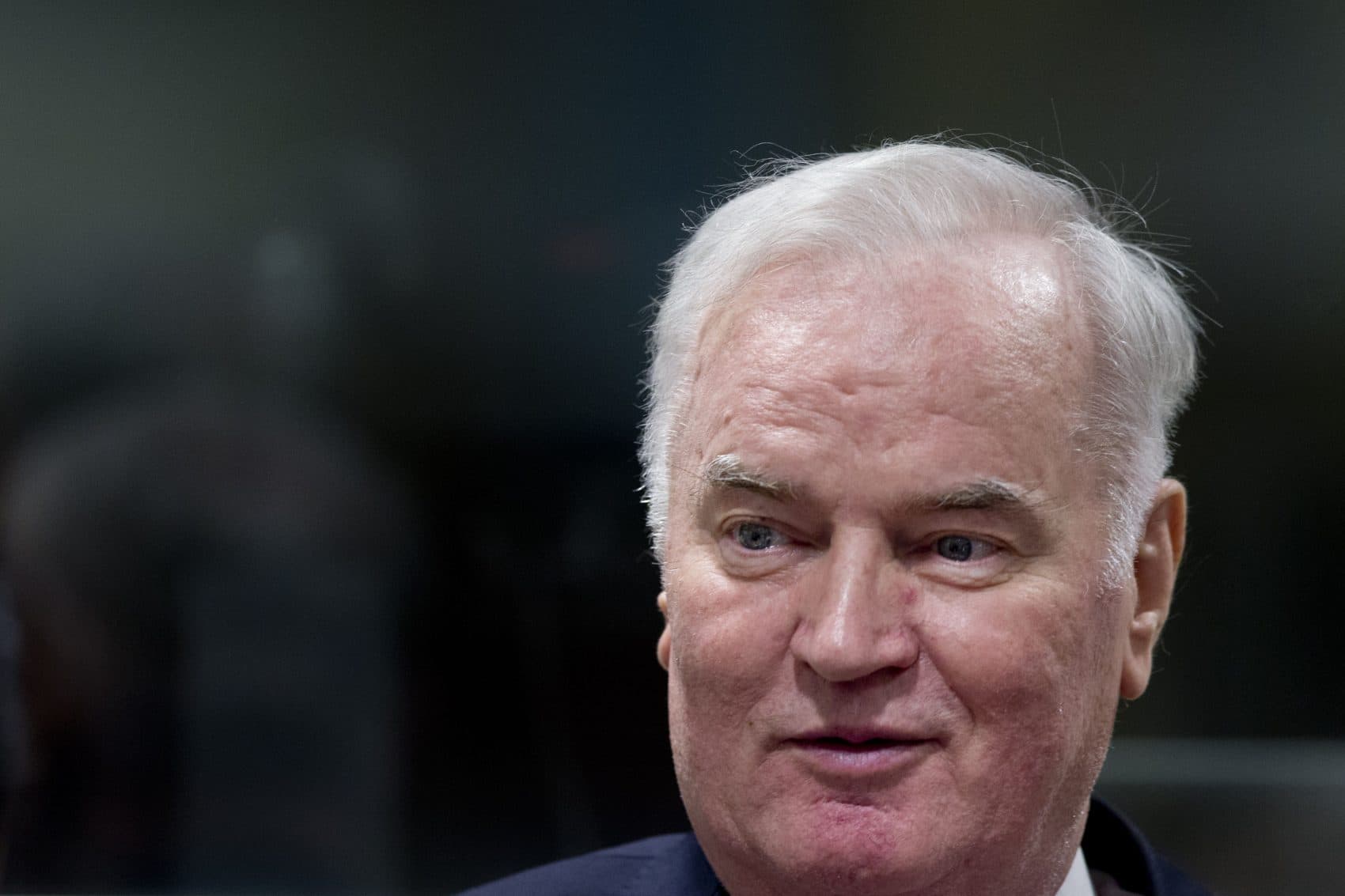 Former Bosnian Serb commander Ratko Mladic enters the International Criminal Tribunal for the former Yugoslavia (ICTY), on Nov. 22, 2017, to hear the verdict in his genocide trial. (Peter Dejong/AFP/Getty Images)