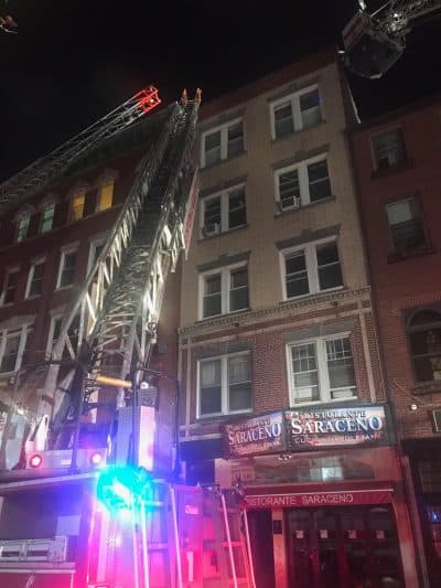 282 Hanover St., Boston, where a fire killed two Wednesday morning. (Courtesy Boston Fire Department Twitter)