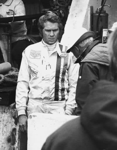 Steve McQueen on the set of his 1971 motor-racing movie, 'Le Mans.' (Keystone Features/Hulton Archive/Getty Images)