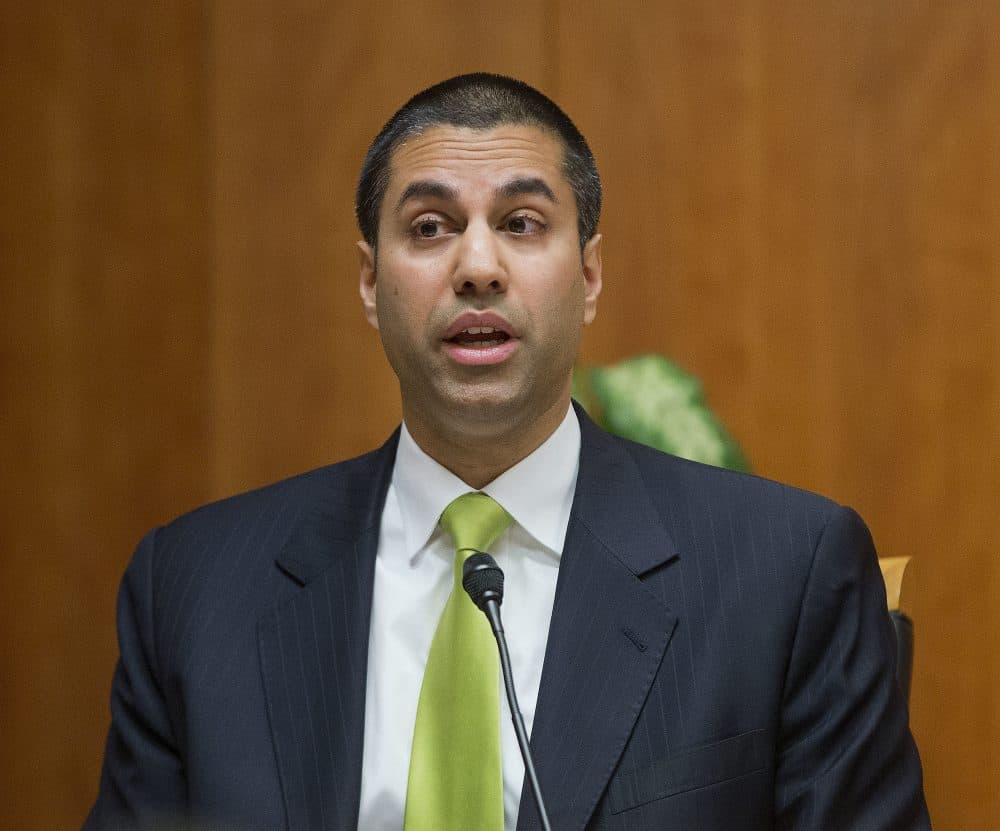 In this Feb. 26, 2015, file photo, Federal Communication Commission Commissioner Ajit Pai speaks during an open hearing and vote on "Net Neutrality" in Washington. (Pablo Martinez Monsivais/AP)