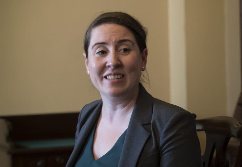 Leandra English, who was elevated to interim director of the Consumer Financial Protection Bureau by its outgoing director, meets with lawmakers to discuss the fight for control of the U.S. consumer watchdog's fate after President Trump chose White House budget director Mick Mulvaney for the same post, on Nov. 27. (J. Scott Applewhite/AP)