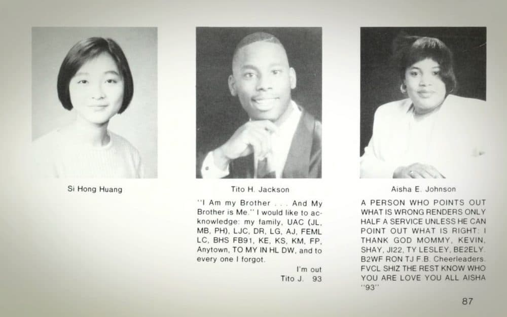 Tito Jackson in the 1993 edition of the Brookline High School yearbook (Courtesy of Public Library of Brookline)
