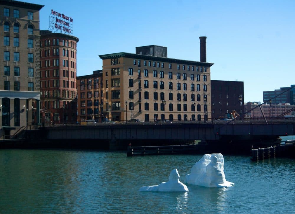 Gianna Stewart's &quot;Iceberg&quot; in Boston's Fort Point Channel. (Greg Cook/WBUR)