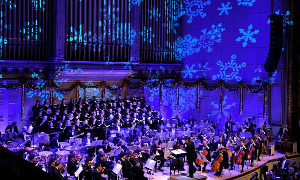 Keith Lockhart conducts the Holiday Pops show. (Stu Rosner/Boston Pops)