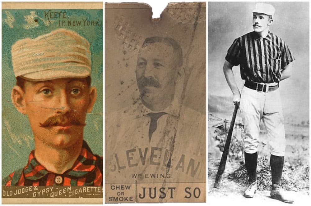 From left to right, Tim Keefe, Buck Ewing and Monte Ward, three pro baseball players that left the National League for the Players' League in 1890. (Public Domain)