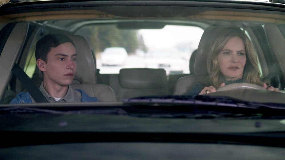 Keir Gilchrist (left) and Jennifer Jason Leigh in a still from the Netflix series "Atypical." (Courtesy Netflix)