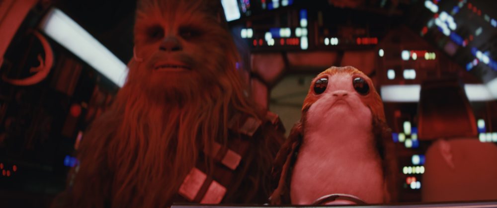 Chewbacca and a porg. (Courtesy Industrial Light &amp; Magic/Lucasfilm.)