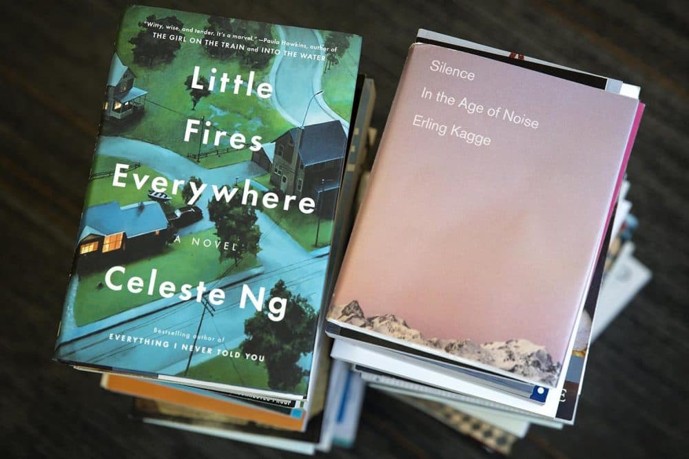 Little Fires Everywhere, by Celeste Ng, and Silence In The Age Of Noise, by Erling Kagge. (Robin Lubbock/WBUR)