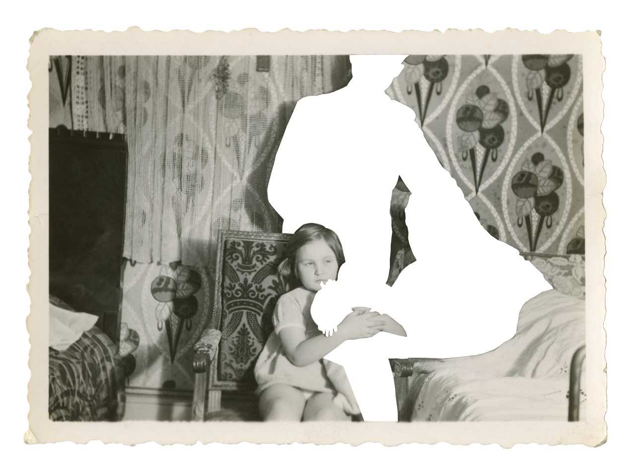 Caleb Cole's manipulated image of a found photograph that he has titled, "The Big Sister." (Courtesy Caleb Cole/Museum of Fine Arts, Boston)