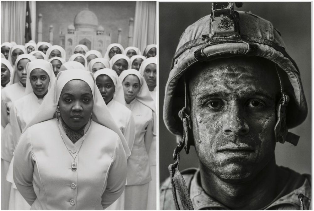 Gordon Parks' photograph of Ethel Shariff in Chicago in 1963 and Louie Palu's photograph of U.S. Marine Gysgt. Carlos &quot;OJ&quot; Orjuela, age 31, in Garmsir, Helmand,  Afghanistan in 2008. (Courtesy Gus and Arlette Kayafas in honor of Karen E. Haas and Museum of Fine Arts, Boston)