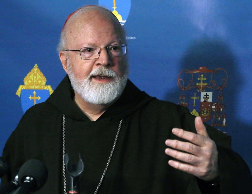 Boston Roman Catholic Archdiocese Cardinal Sean O'Malley speaks to the media in Braintree, Mass. The cardinal released a statement on June 13 decrying the Trump administration's policy of separating families seeking asylum at the U.S. border. (Bill Sikes/AP)
