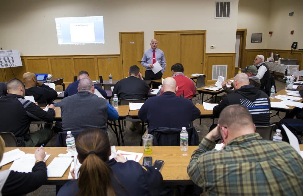 Scott says he's trained nearly 1,000 law enforcement officials at police departments and houses of correction throughout New England. (Jesse Costa/WBUR)