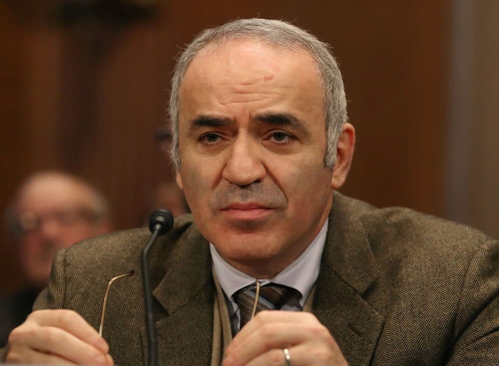 Gary Kasparov, chairman of the Human Rights Foundation, participates in a Commission on Security and Cooperation in Europe hearing, focusing on the five-year anniversary of the Magnitsky Act, on Capitol Hill, Dec 14, 2017. (Mark Wilson/Getty Images)