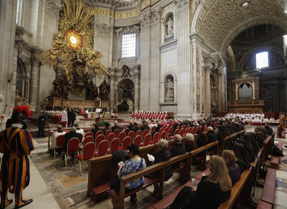 A view of the basilica during the funeral service for late Cardinal Bernard Law, at St. Peter&#039;s basilica at the Vatican on Thursday. (Gregorio Borgia/AP)