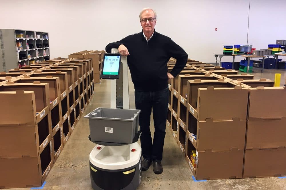 Bruce Welty was a Kiva customer when Amazon acquired Kiva. He then created his own company Locus Robotics. (Asma Khalid/WBUR)