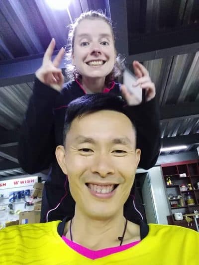 Becky and her coach, Lin Ze Xiong. (Courtesy Becky Ances)