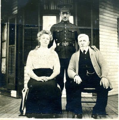 Joseph Barss (center) was raised to hate the United States. Here he's pictured with his father, John, and his mother, Elizabeth. (Courtesy Barss Family)
