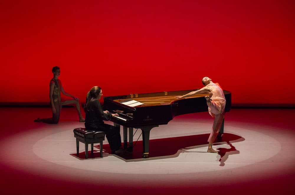 Dancer Lindsey Jones, pianist Simone Dinnerstein, and dancer Maile Okamura. (Courtesy Marina Levitskaya)